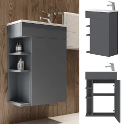 Vicco Ensemble de meubles de salle de bain Anthracite 2 parties, avec lavabo