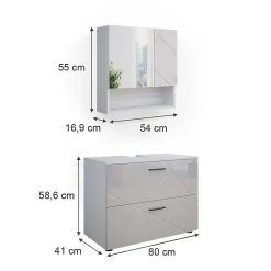 Vicco Ensemble de meubles de salle de bain Blanc Haute brillance 2 parties