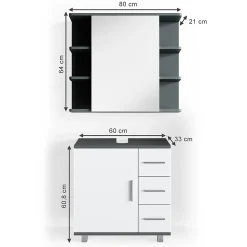 Vicco Ensemble de meubles de salle de bain Anthracite 2 parties