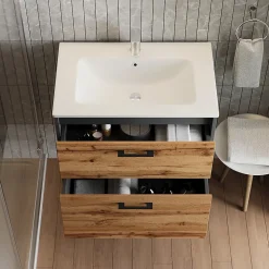 Vicco Ensemble de meubles de salle de bains Anthracite/chêne doré 61x61.5cm avec lavabo