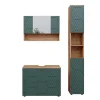 Vicco Ensemble meubles bain Vert/force de lor Chêne 3 pièces, avec armoire de toilette 80 cm