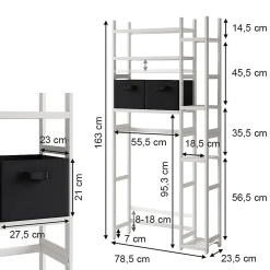 Vicco Etagère de toilettes Blanc 78.5x163cm avec 2 tiroirs en non-tissé