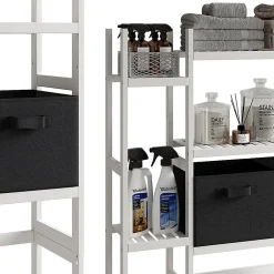 Vicco Etagère de toilettes Blanc 78.5x163cm avec 2 tiroirs en non-tissé