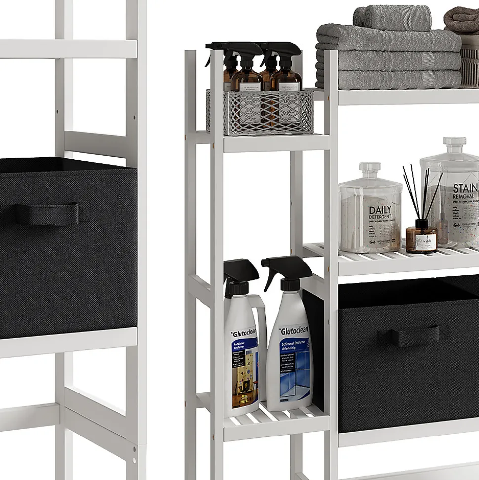 Vicco Etagère de toilettes Blanc 78.5x163cm avec 2 tiroirs en non-tissé