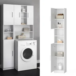 Vicco Meuble de rangement de salle de bain Blanc 32x190cm