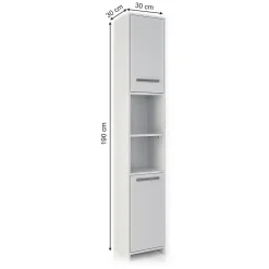 Vicco Meuble de rangement de salle de bain Blanc 30x190cm