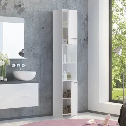 Vicco Meuble de rangement de salle de bain Blanc 30x190cm
