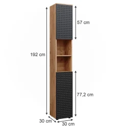 Vicco Meuble de rangement de salle de bain Anthracite à pois 30x192cm
