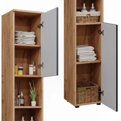 Vicco Meuble de rangement de salle de bain Anthracite à pois 30x192cm