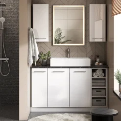 Vicco Meuble de rangement de salle de bain Blanc 30x82cm sans PT