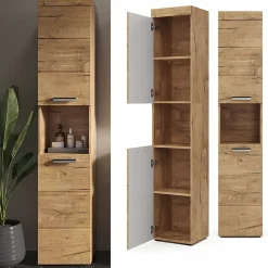 Vicco Meuble de rangement de salle de bain Chêne Wotan 37x190cm