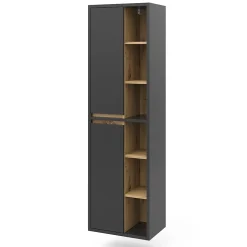 Vicco Meuble salle de bain Anthracite 50x170cm avec portes, et compartiments ouverts