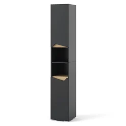 Vicco Meuble salle de bain Anthracite 30x180cm avec portes, et compartiments ouverts