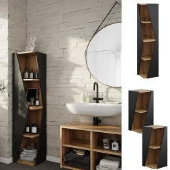 Vicco Meuble salle de bain Anthracite 31.6x70.5cm avec 3 étagères