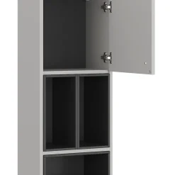 Vicco Meuble salle de bain Gris 37.5x150cm avec porte et compartiments ouverts