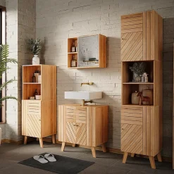 Vicco Meuble sous lavabo Bambou 60x65cm avec 2 portes