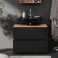 Vicco Meuble sous vasque simple Anthracite à pois 41cm avec 2 tiroirs