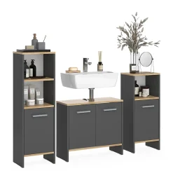 Vicco Meubles bain Anthracite/chêne doré 3 pièces