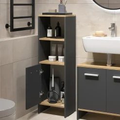 Vicco Meubles bain Anthracite/chêne doré 3 pièces