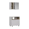 Vicco Meubles bain blanc/chêne avec armoire à glace et meuble bas