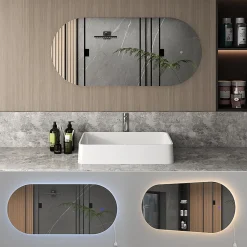 Vicco Miroir mural Blanc 110x50cm avec éclairage LED