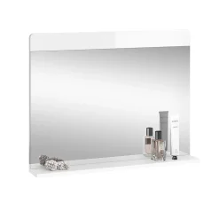 Vicco Miroir mural Blanc Haute brillance 80.1x62cm avec étagère