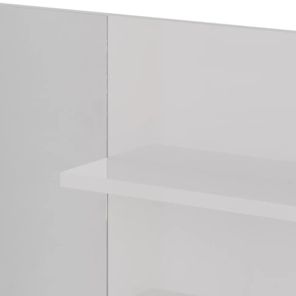 Vicco Étagère à miroir Blanc Haute brillance 119.8x70cm avec compartiments ouverts