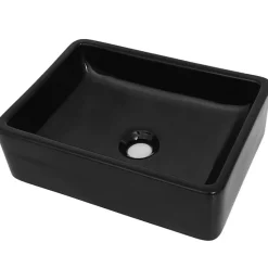 vidaXL Lavabo Céramique Rectangulaire Noir Vasque Salle de Bain Toilette 142734