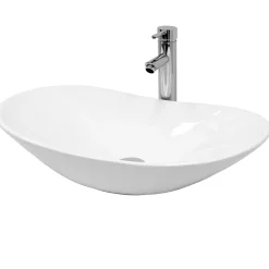 Évier céramique vasque a poser ovale moderne lave-mains salle de bain 640x365 mm