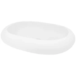 Évier lavabo vasque a poser ovale céramique lave-mains salle de bain 630x420 mm
