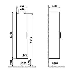 Vitra Mia armoire 145x35x35 cm pour salle de bain, porte softclose, Cordoba (MIAV35C)