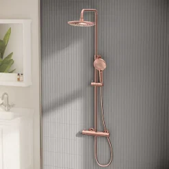 VitrA AquaHeat Bliss 240 2F colonne de douche cuivre avec mitigeur thermostatique et pomme de tête pluie ronde