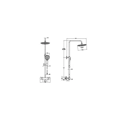 VitrA AquaHeat Bliss 240 2F colonne de douche cuivre avec mitigeur thermostatique et pomme de tête pluie ronde