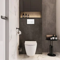 VITRA Pack WC Mia suspendu cuvette carénée fixations invisibles et bati support autoportant avec plaque Blanche