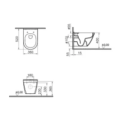 VITRA Pack WC S50 suspendu sans bride abattant fermeture douce 3/6L 7740B0036037