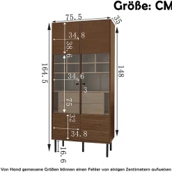 Vitrine multibranches avec façade en verre, étagères à plusieurs niveaux et tiroir dissimulé, pour salle de bain, salon ou bureau