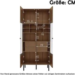 Vitrine multibranches avec façade en verre, étagères à plusieurs niveaux et tiroir dissimulé, pour salle de bain, salon ou bureau