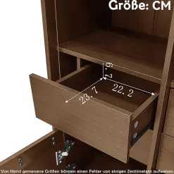 Vitrine multibranches avec façade en verre, étagères à plusieurs niveaux et tiroir dissimulé, pour salle de bain, salon ou bureau