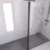 Volet pivotant pour paroi de douche fixe - 40x200cm - Verre transparent 6mm - Profile Noir Mat