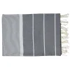 Véritable fouta Tunisienne XXL 2m x 3m tissage à plat 100% coton 380g - Gris foncé et gris clair - Vivezen