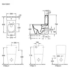 WC à poser compact sans bride sortie horizontale VILLEROY ET BOCH Avento avec abattant frein de chute
