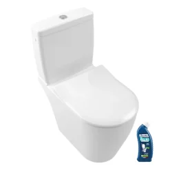 WC à poser compact sans bride sortie horizontale VILLEROY ET BOCH Avento avec abattant frein de chute et SlimSeat + Nettoyant