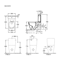 WC à poser compact sans bride sortie horizontale VILLEROY ET BOCH Avento avec abattant frein de chute et SlimSeat + Nettoyant