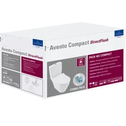WC à poser compact sans bride sortie horizontale VILLEROY ET BOCH Avento avec abattant frein de chute et SlimSeat + Nettoyant
