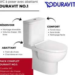 WC à poser DURAVIT Duravit No.1 avec abattant frein de chute + nettoyant