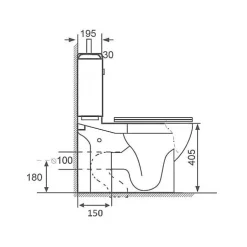 WC à Poser Monobloc avec Lave main intégré 37x70 cm Céramique - Modène