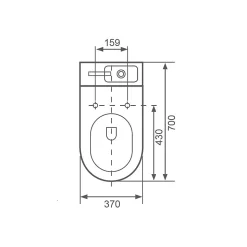 WC à Poser Monobloc avec Lave main intégré 37x70 cm Céramique - Modène