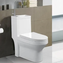 WC à Poser Monobloc avec Lave main intégré Céramique 39x68cm - Creativ