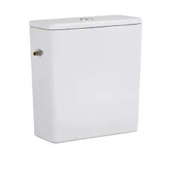 WC à poser sans bride en céramique avec abattant SoftClose + réservoir de chasse, alimentation latérale, blanc (CEPX030RREXVP)