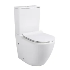 WC à poser sans bride en céramique + abattant SoftClose + réservoir de chasse, alimentation par le bas, blanc (CEPX030RREXVPBI)